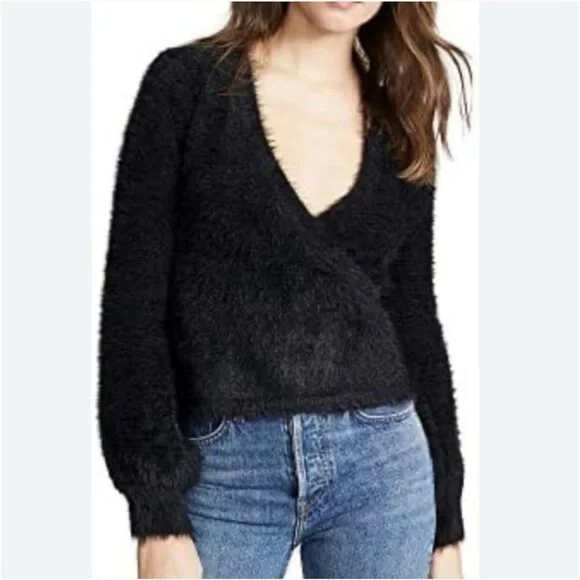 Cupcake and Cashmere Gigi Fluffy Wrap Sweater in Black 💕 - Picture 2 of 6